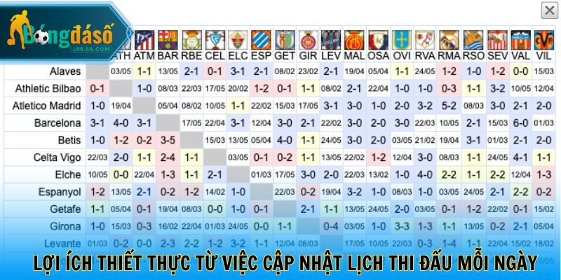 Lợi ích thiết thực từ việc cập nhật lịch thi đấu mỗi ngày