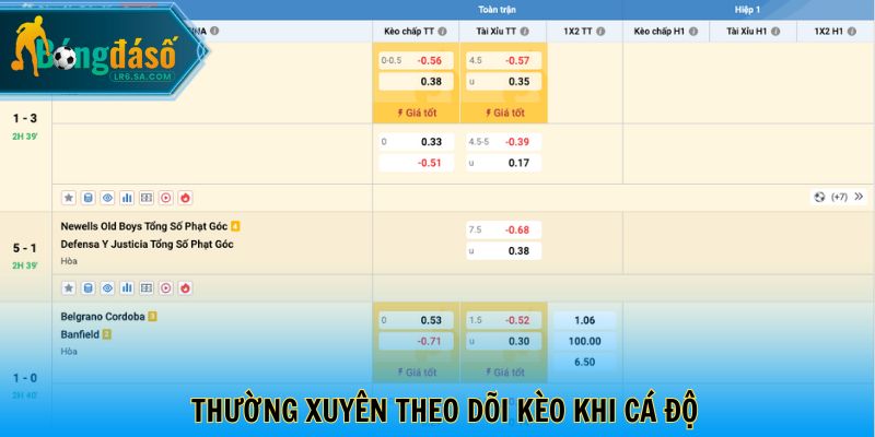 Thường xuyên theo dõi kèo khi cá độ